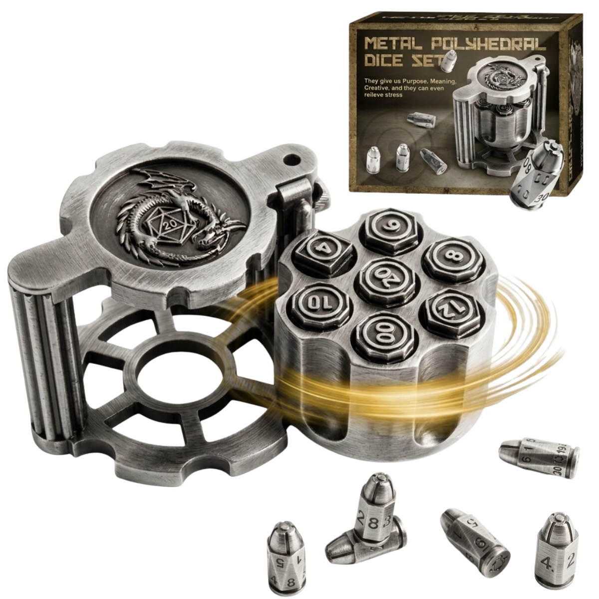 Metal Bullet Dice Set