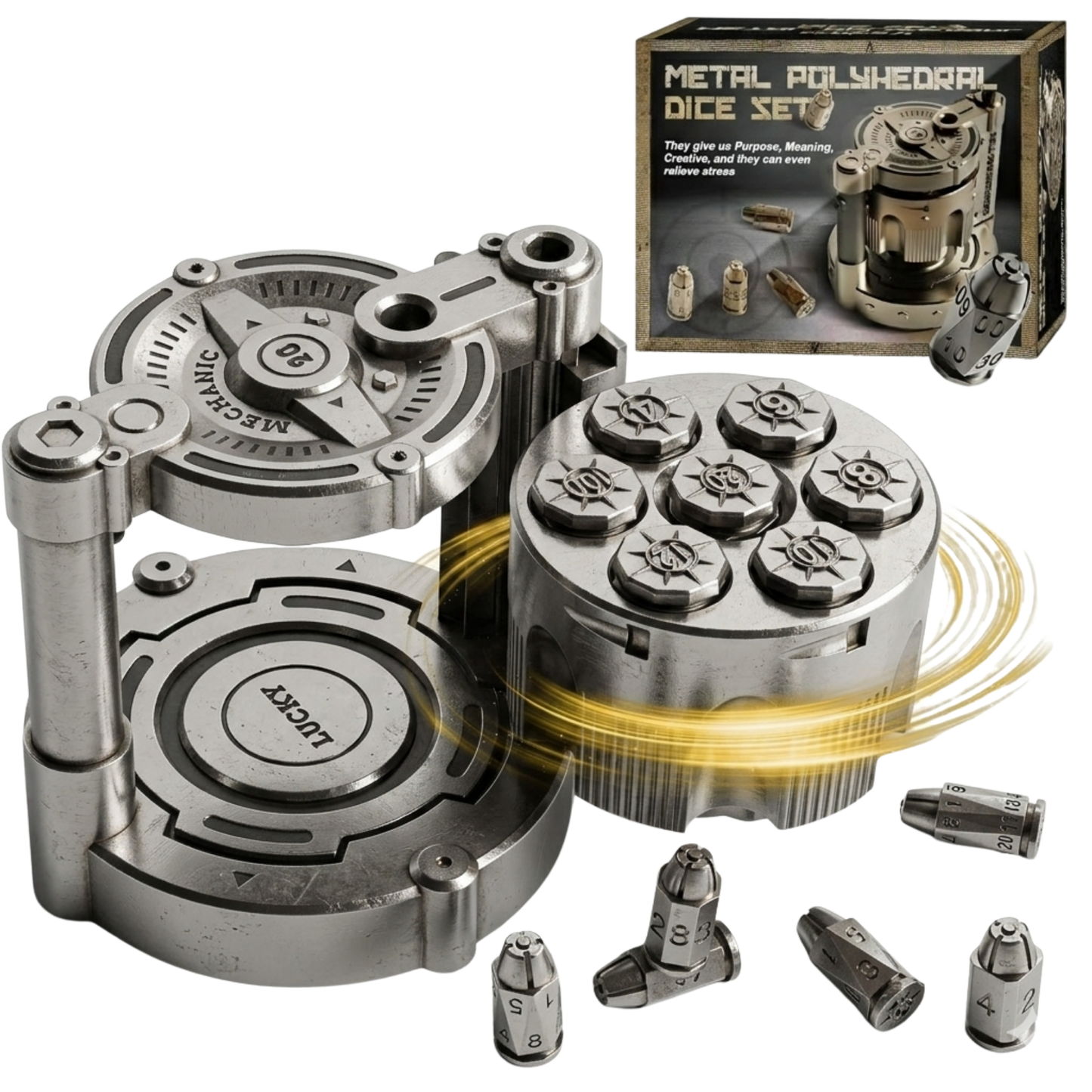 Metal Bullet Dice Set